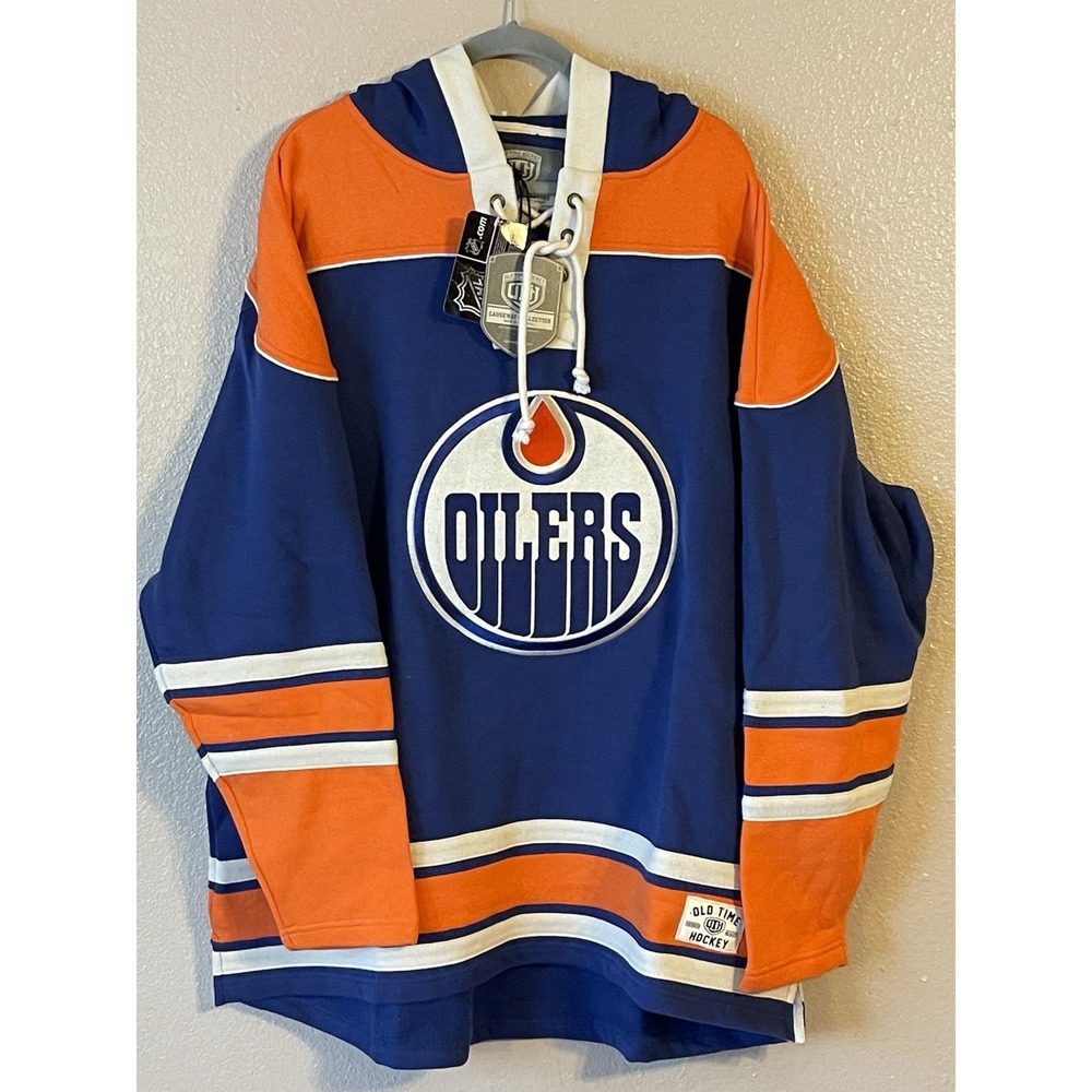 Mens 2XL NWT Edmonton Oilers Old Time Hockey Causeway Jersey Style Hoodie